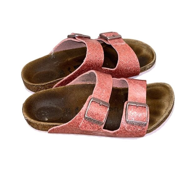 Birkenstock Pink Glitter Arizona Sandals Girl Size 34 SIze 2 - Picture 1 of 8